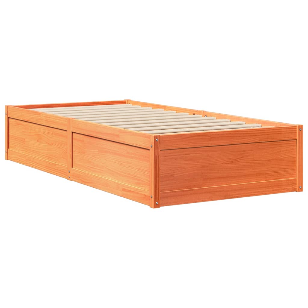 Solid Pine Wood Bed Frame Wax Brown 100x200 cm - No Mattress