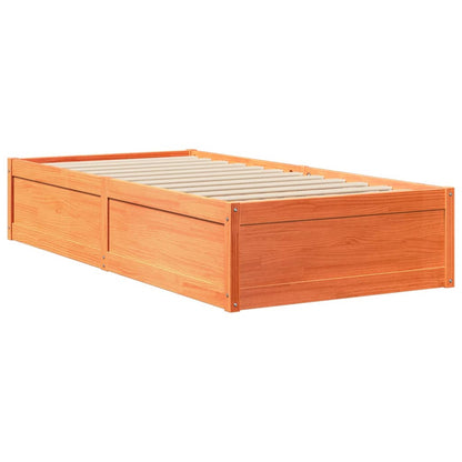 Solid Pine Wood Bed Frame Wax Brown 100x200 cm - No Mattress