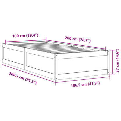 Solid Pine Wood Bed Frame Wax Brown 100x200 cm - No Mattress