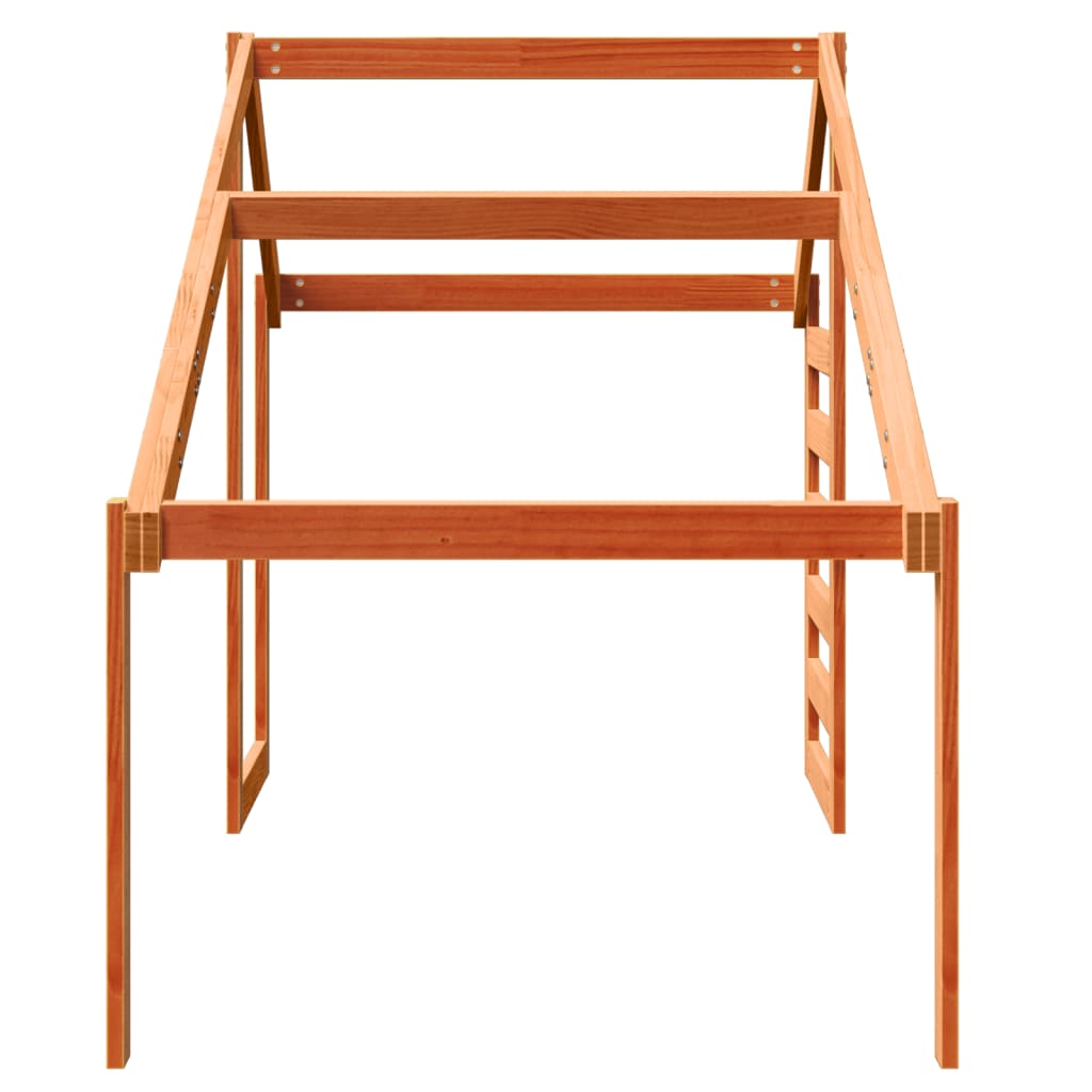Solid Pine Kids' Bed with Roof - Wax Brown, 198x87x113 cm