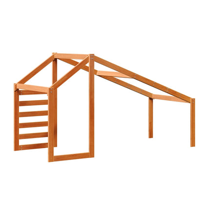 Solid Pine Kids' Bed with Roof - Wax Brown, 198x87x113 cm
