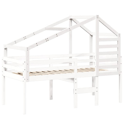 Kids' Solid Pine Bed with White Roof 198x97x113 cm