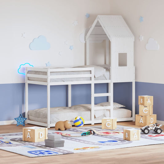 White Solid Pine Kids' Bed Roof - 60x99x139.5 cm Durable Design