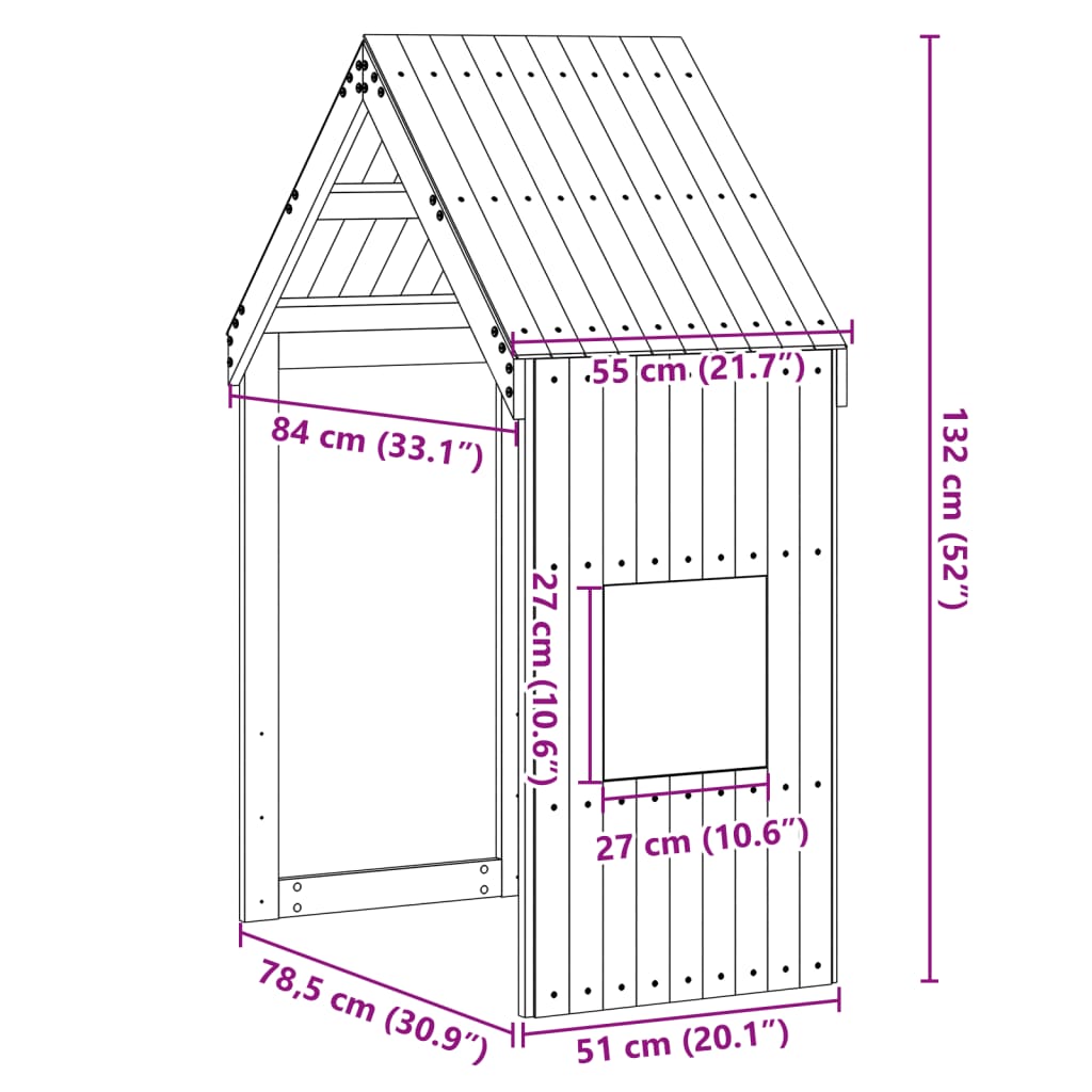Solid Pine Kids' Bed Roof in White 55x84x132 cm