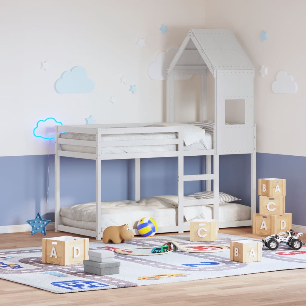 Solid Pine Kids' Bed Roof in White 55x84x132 cm