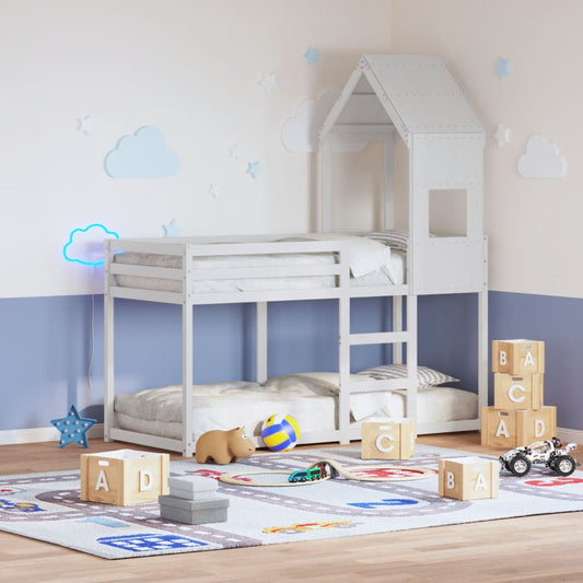 Solid Pine Kids' Bed Roof in White 55x84x132 cm