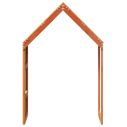 Solid Pine Kids' Bed with Roof, Wax Brown, 55x84x132 cm