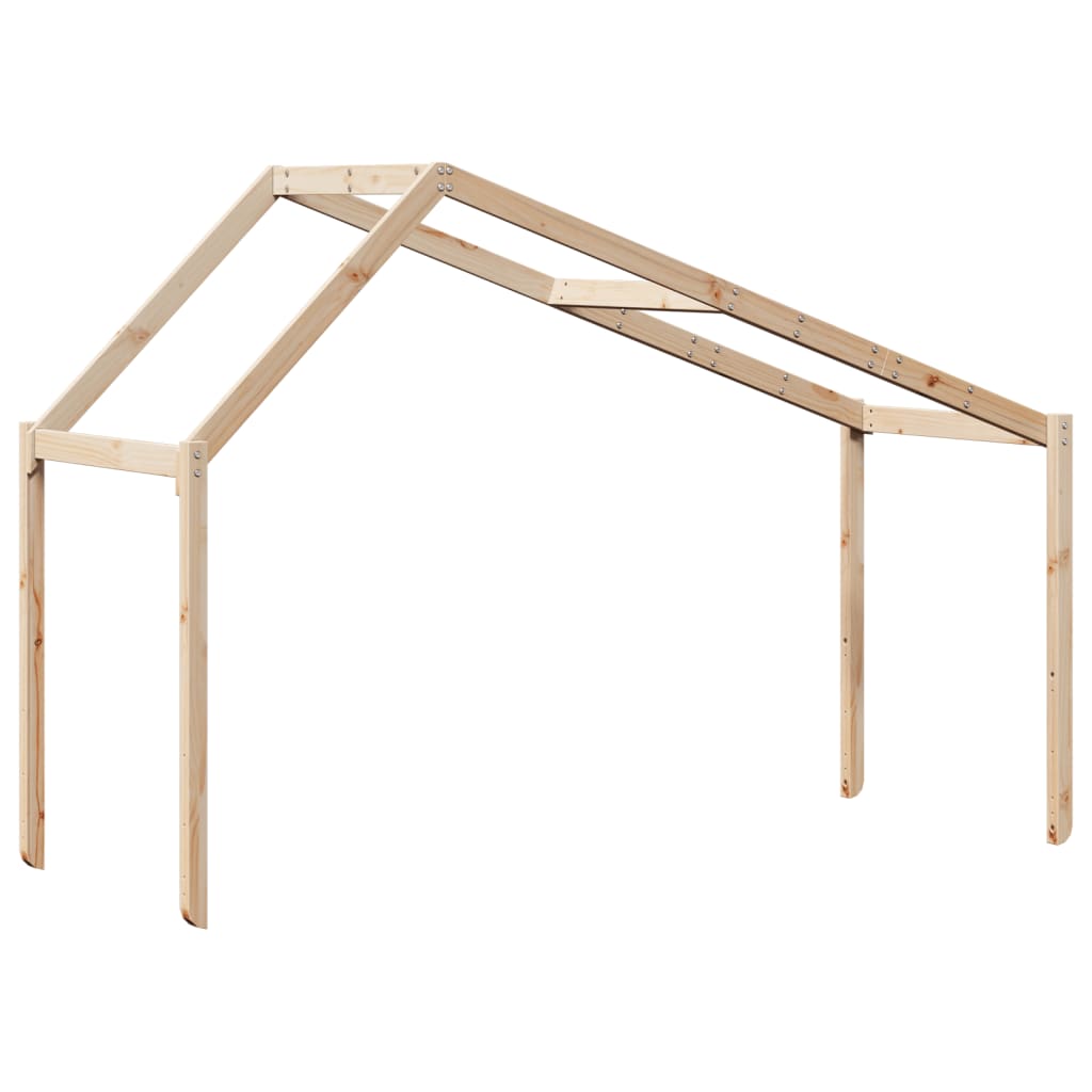 Solid Pine Kids' Bed with Roof - 213x95.5x144.5 cm Sturdy Design