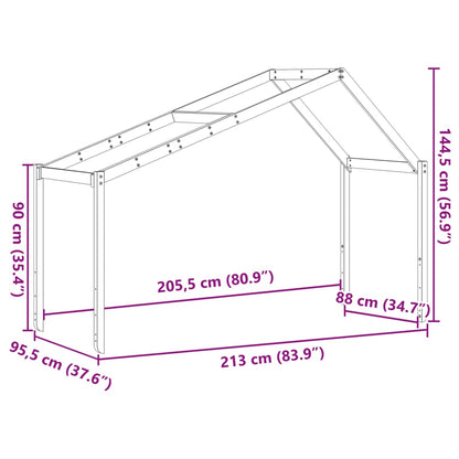 Solid Pine Kids' Bed with Roof - 213x95.5x144.5 cm Sturdy Design