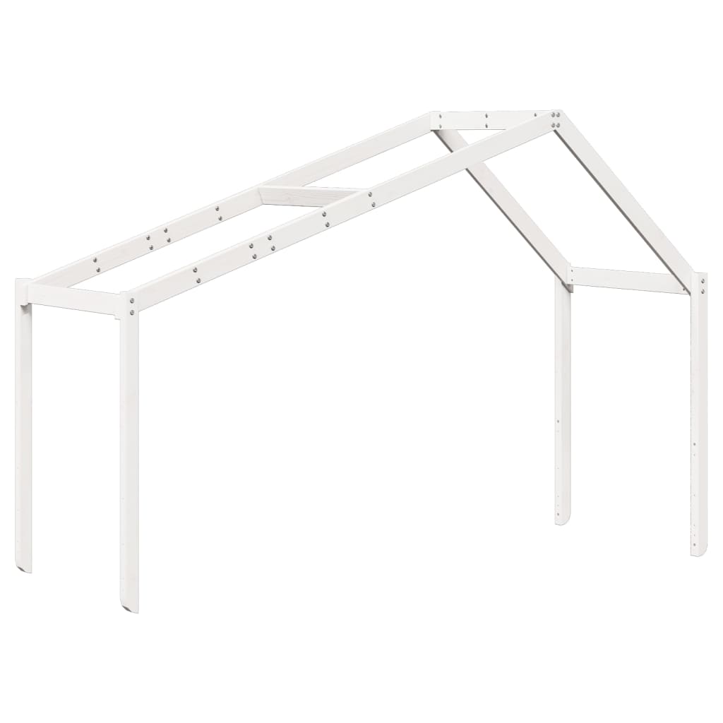 Solid Pine Kids' Bed with Roof, White, 213x95.5x144.5 cm