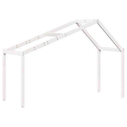 Solid Pine Kids' Bed with Roof, White, 213x95.5x144.5 cm
