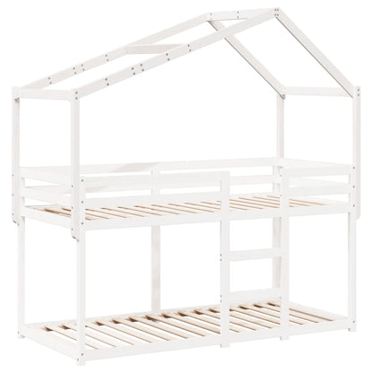 Solid Pine Kids' Bed with Roof, White, 213x95.5x144.5 cm