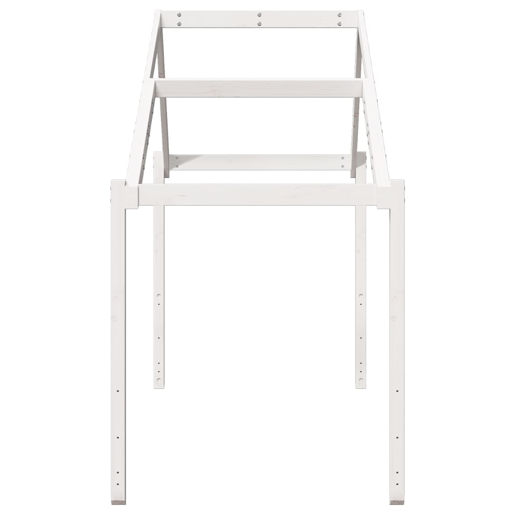 Solid Pine Kids' Bed with Roof, White, 213x95.5x144.5 cm