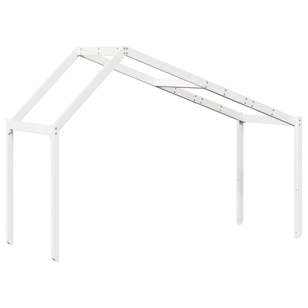 Solid Pine Kids' Bed with Roof, White, 213x95.5x144.5 cm