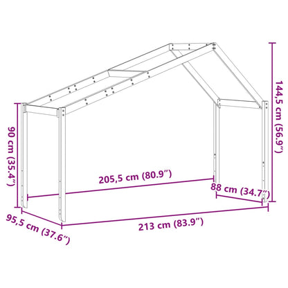 Solid Pine Kids' Bed with Roof, White, 213x95.5x144.5 cm