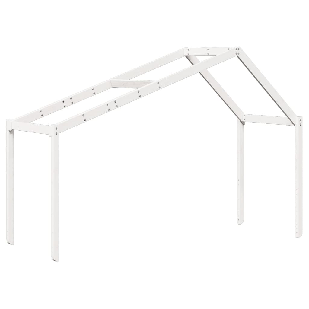 Solid Pine Kids' Bed with Roof, White, 213x85.5x144.5 cm