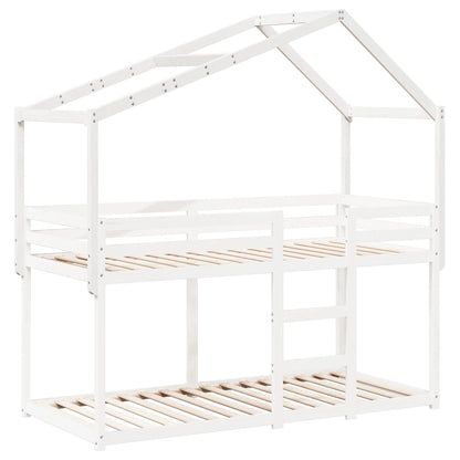 Solid Pine Kids' Bed with Roof, White, 213x85.5x144.5 cm
