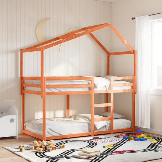 Solid Pine Kids' Bed with Roof, Wax Brown 213x85.5x144.5 cm