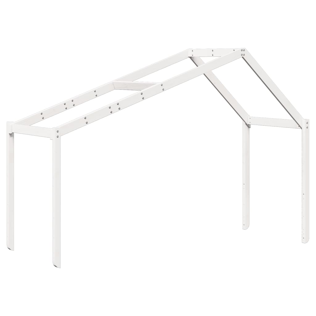 Solid Pine Kids' Bed with Roof, White, 203x95.5x142 cm