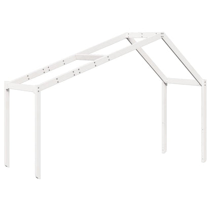 Solid Pine Kids' Bed with Roof, White, 203x95.5x142 cm