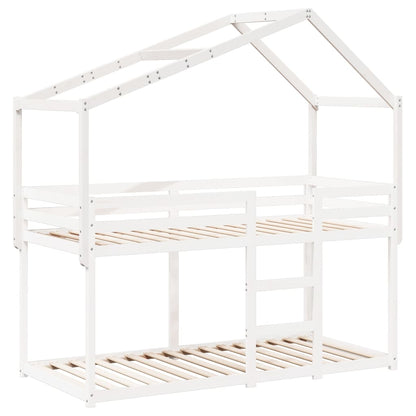 Solid Pine Kids' Bed with Roof, White, 203x95.5x142 cm