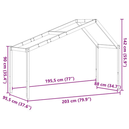 Solid Pine Kids' Bed with Roof, White, 203x95.5x142 cm