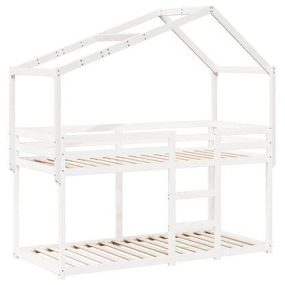 Solid Pine Kids' Bed with Roof, White 203x80.5x142 cm