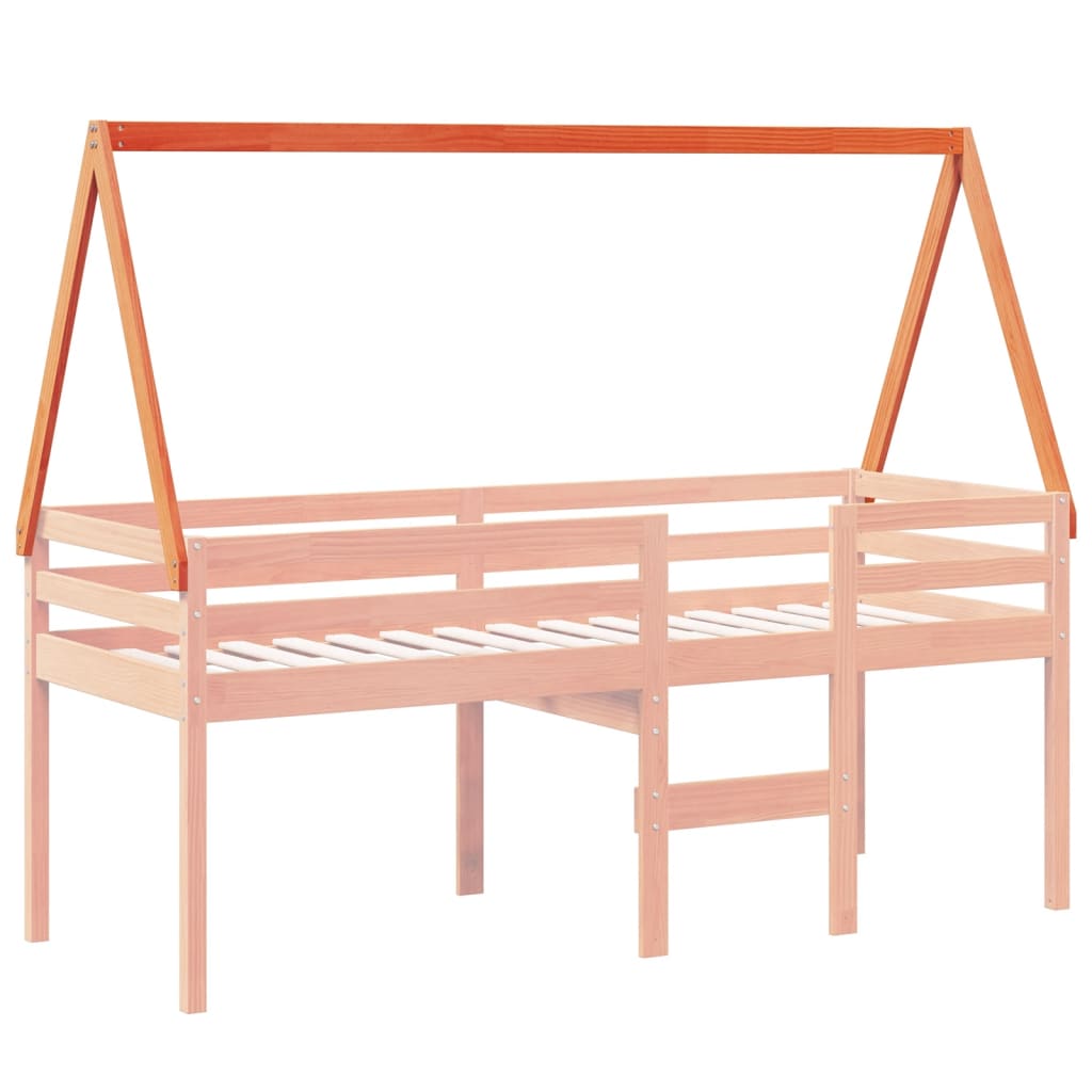 Solid Pine Kids' Bed with Roof in Wax Brown, 209x95.5x88 cm