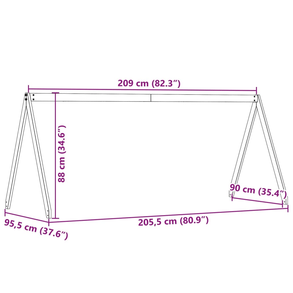 Solid Pine Kids' Bed with Roof in Wax Brown, 209x95.5x88 cm