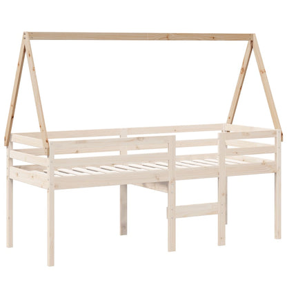 Solid Pine Kids' Bed with Roof - 209x85.5x88 cm - White Finish