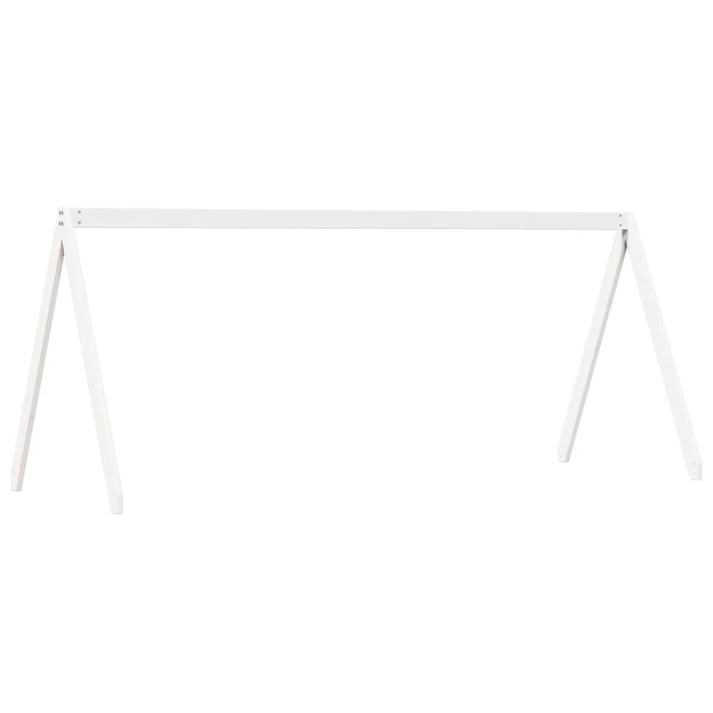 Kids' Solid Pine Wood Bed with Roof, White, 209x85.5x88 cm