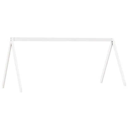 Kids' Solid Pine Wood Bed with Roof, White, 209x85.5x88 cm