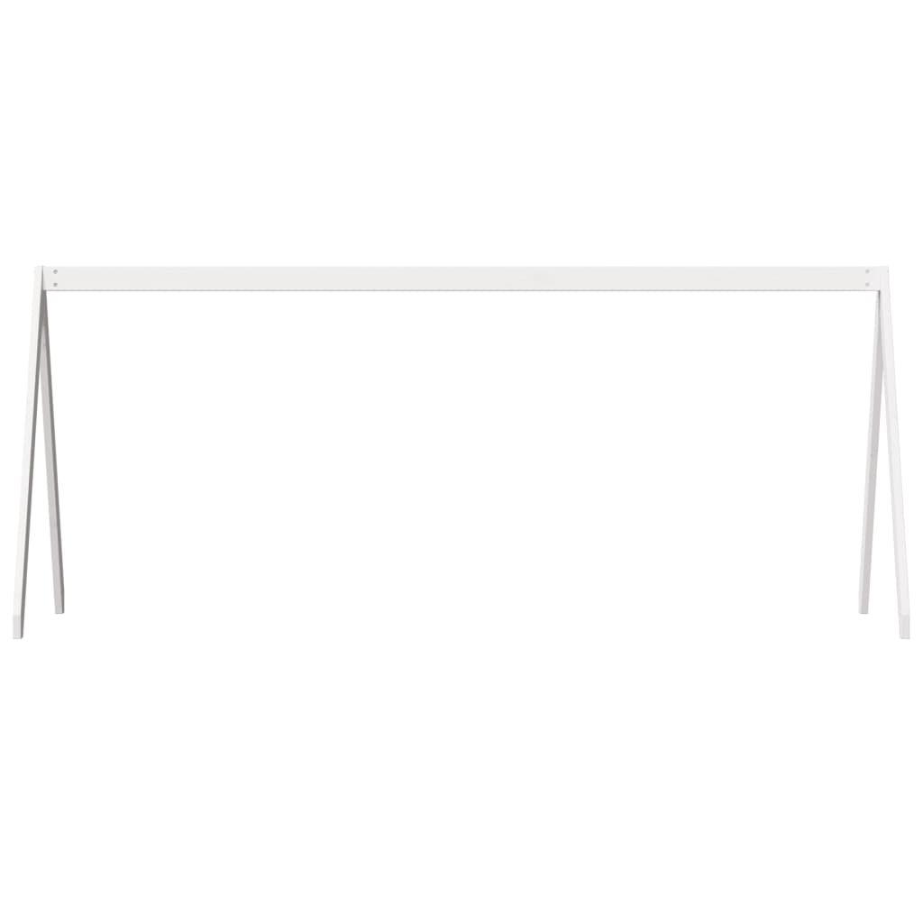Kids' Solid Pine Wood Bed with Roof, White, 209x85.5x88 cm
