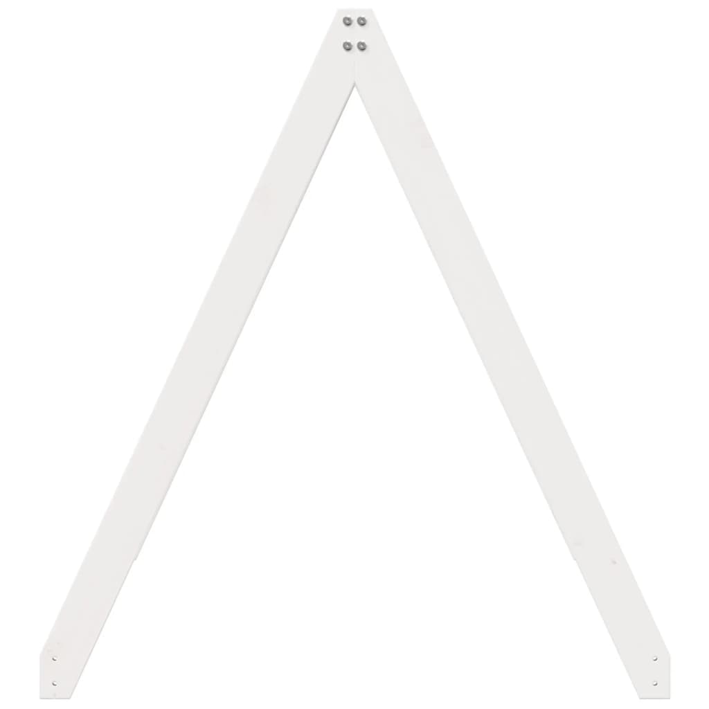 Kids' Solid Pine Wood Bed with Roof, White, 209x85.5x88 cm