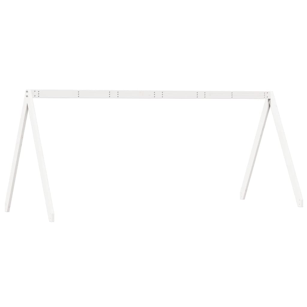 Kids' Solid Pine Wood Bed with Roof, White, 209x85.5x88 cm