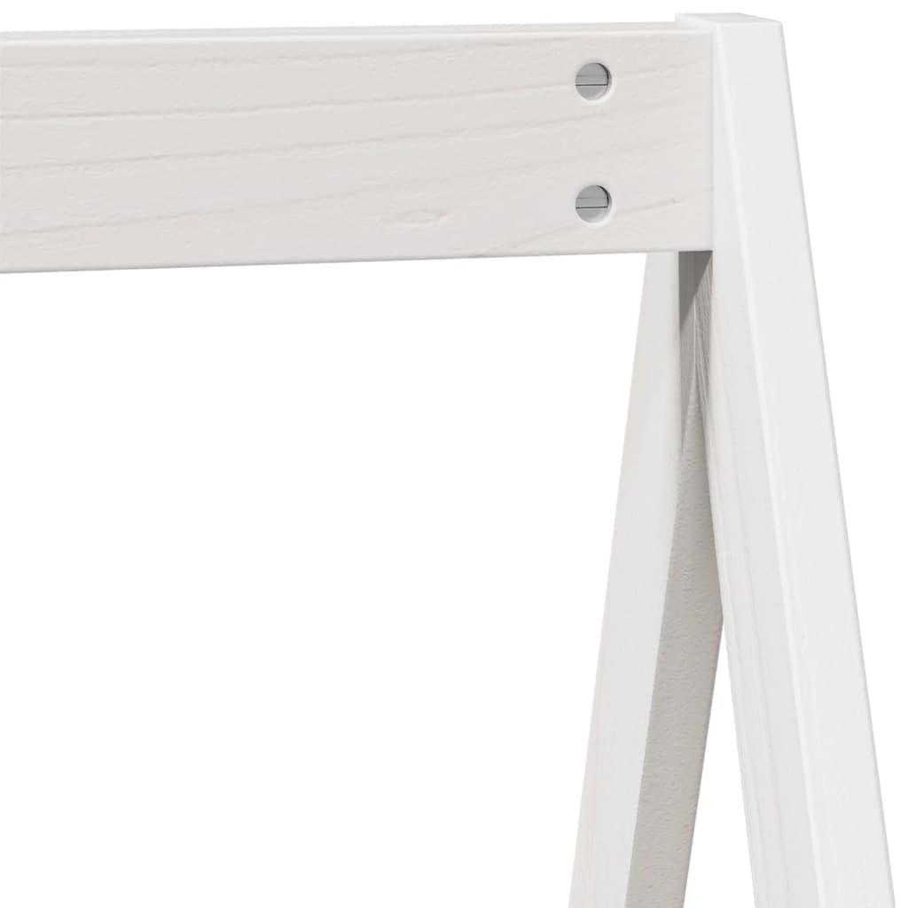 Kids' Solid Pine Wood Bed with Roof, White, 209x85.5x88 cm