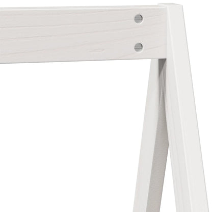 Kids' Solid Pine Wood Bed with Roof, White, 209x85.5x88 cm
