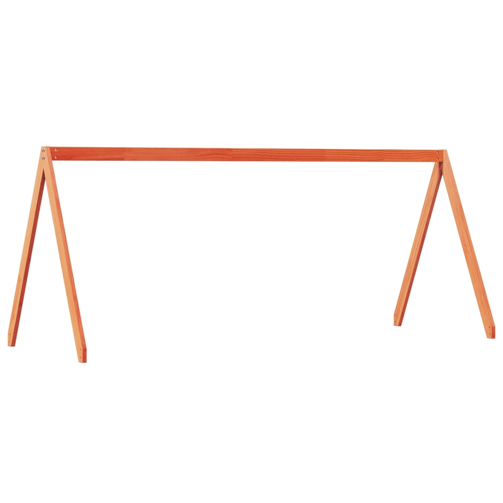 Solid Pine Kids' Bed with Roof, Wax Brown Finish - 199x95.5x88 cm