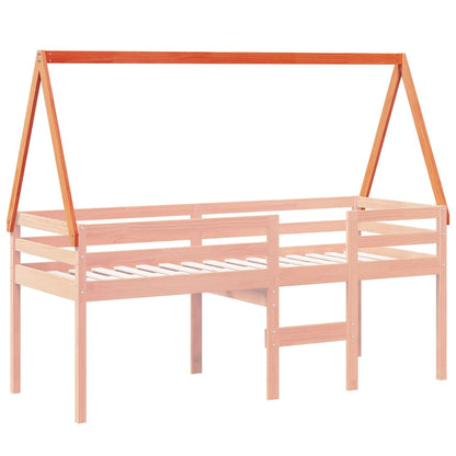 Solid Pine Kids' Bed with Roof, Wax Brown Finish - 199x95.5x88 cm