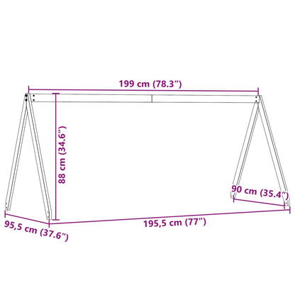 Solid Pine Kids' Bed with Roof, Wax Brown Finish - 199x95.5x88 cm