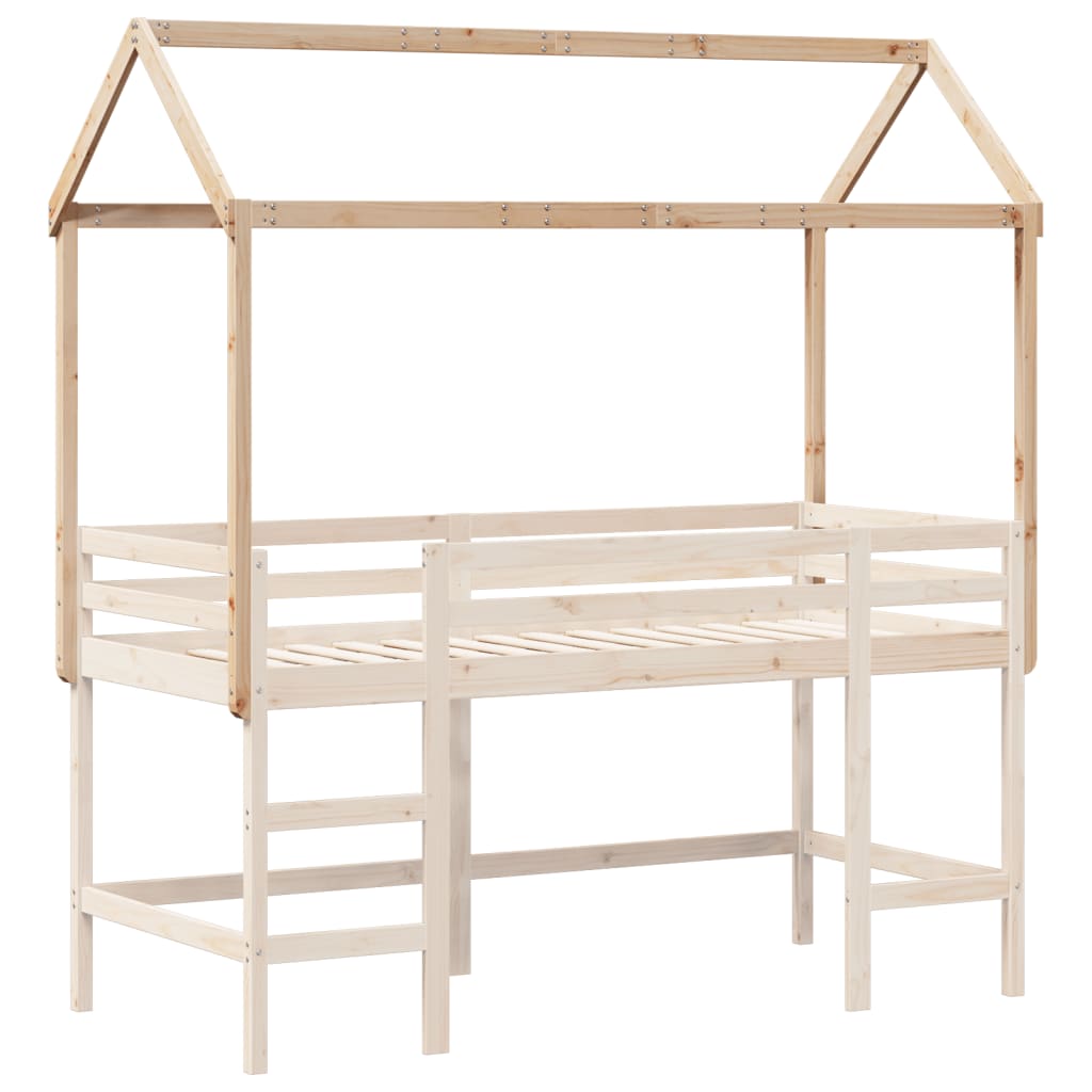 Solid Pine Kids' Bed with Roof, 217x95.5x159 cm