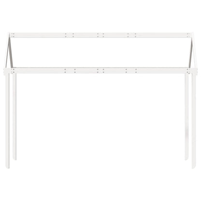 Solid Pine Wood Kids' Bed with Roof - White, 217x95.5x159 cm