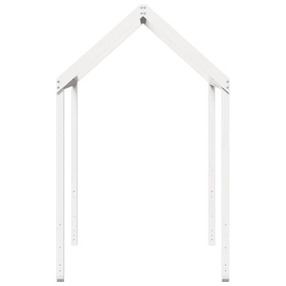 Solid Pine Wood Kids' Bed with Roof - White, 217x95.5x159 cm
