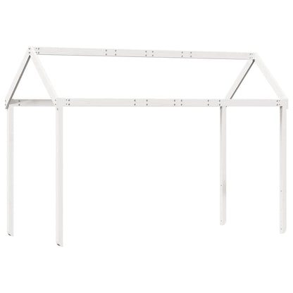 Solid Pine Wood Kids' Bed with Roof - White, 217x95.5x159 cm