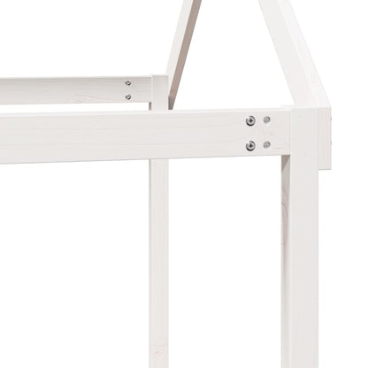 Solid Pine Wood Kids' Bed with Roof - White, 217x95.5x159 cm