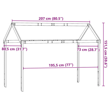 Solid Pine Kids' Bed with Roof - 207x80.5x151.5 cm