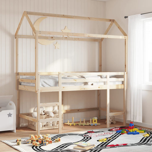 Solid Pine Kids' Bed with Roof - 207x80.5x151.5 cm