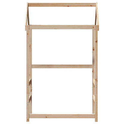 Solid Pine Kids' Bed with Roof, 118x70x176.5 cm – Natural Wood
