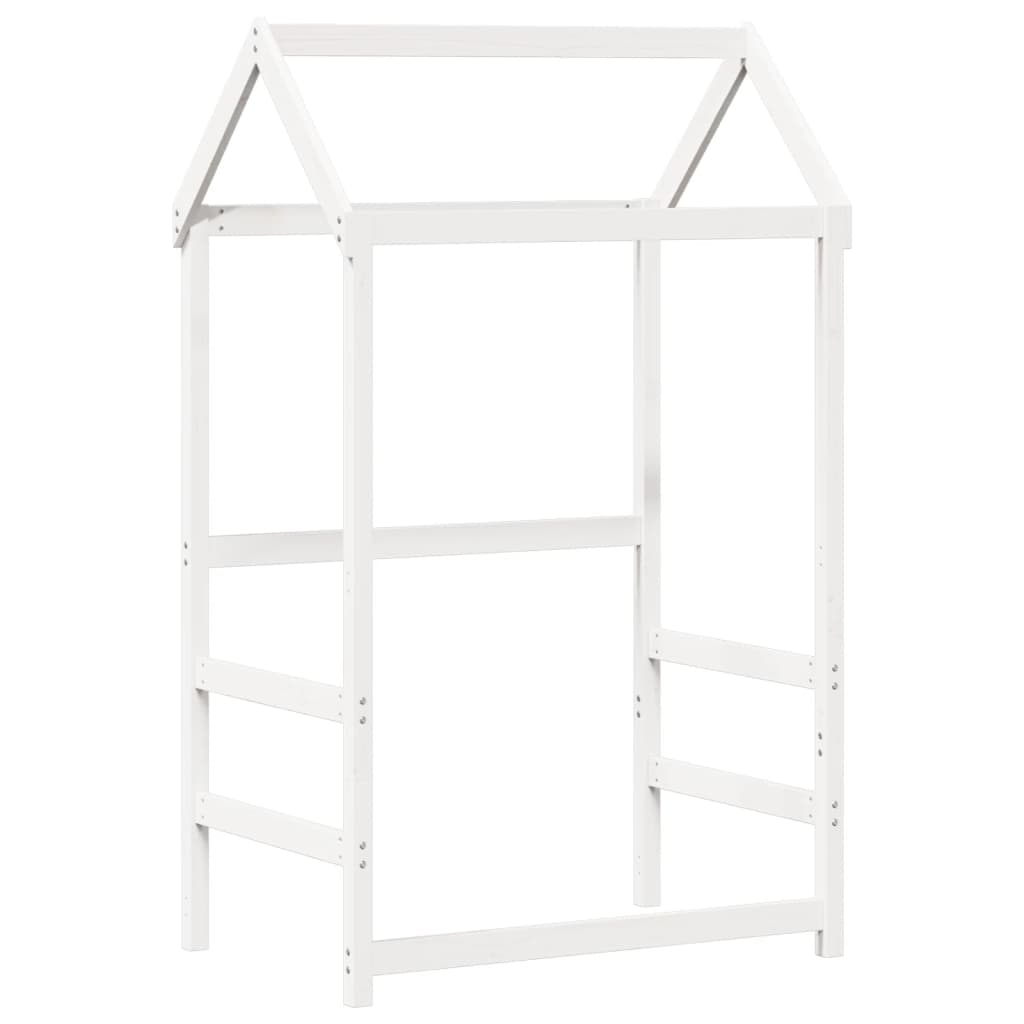 Pine Solid Wood Kids' Bed with Roof, White - 118x70x176.5 cm