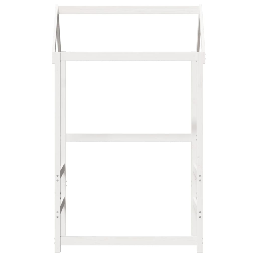 Pine Solid Wood Kids' Bed with Roof, White - 118x70x176.5 cm